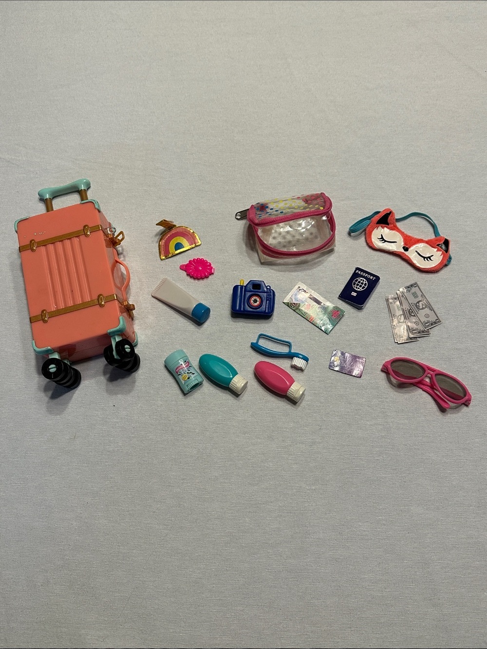 Kids Travel Playset Luggage & Accessories - Pink Teal